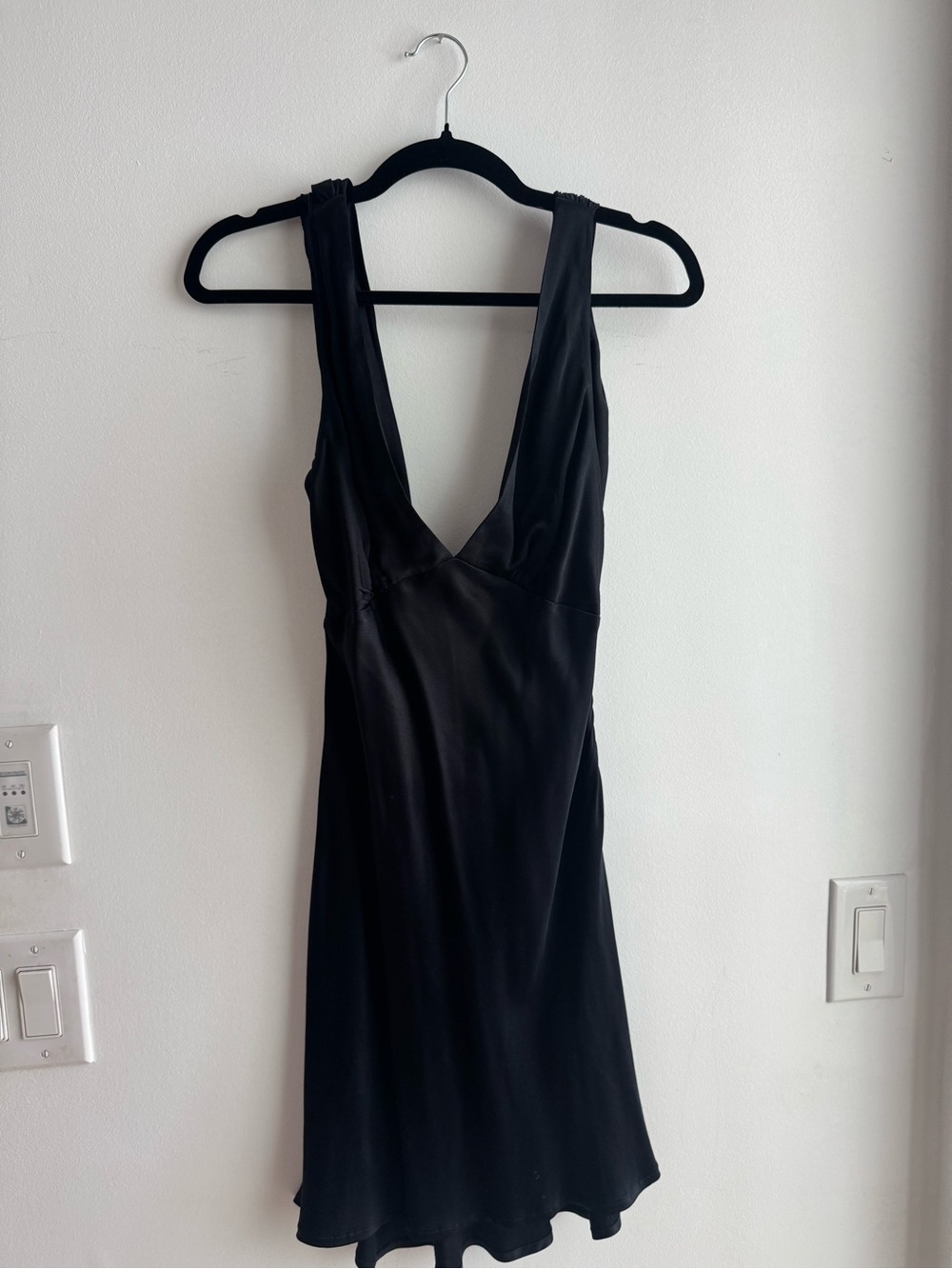 Meshki Black Deep V Mini Dress